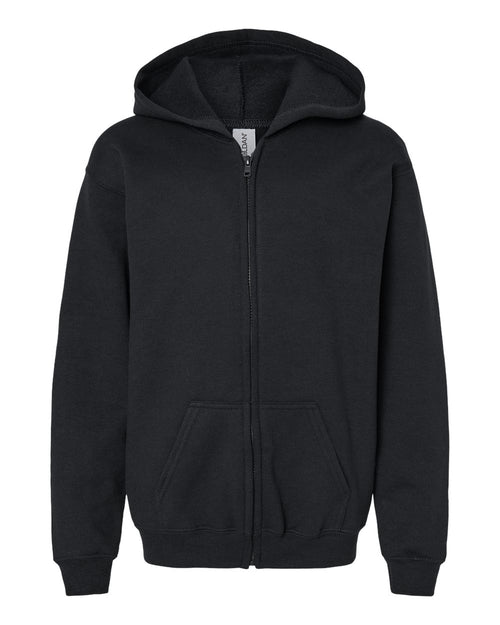 Youth Full-Zip Hoodie in Black - flat front