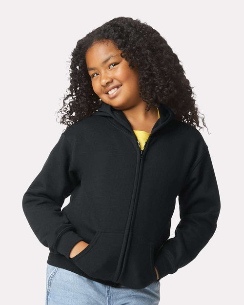 Youth Full-Zip Hoodie on model, front