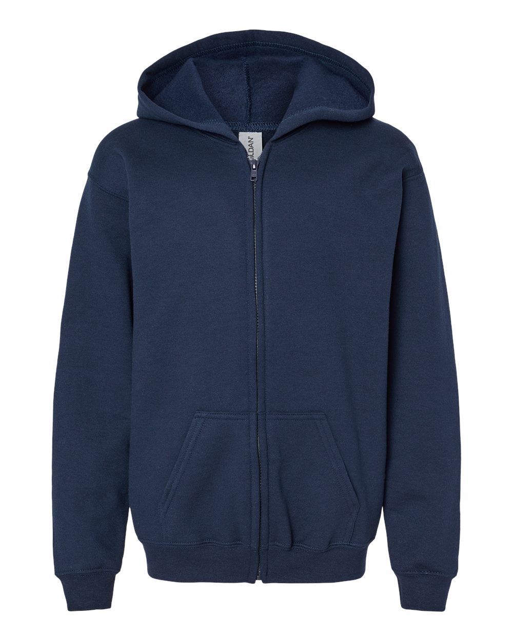 Youth Full-Zip Hoodie in Navy - flat front
