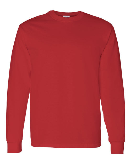 Unisex Long Sleeve T-Shirt in Red - flat front
