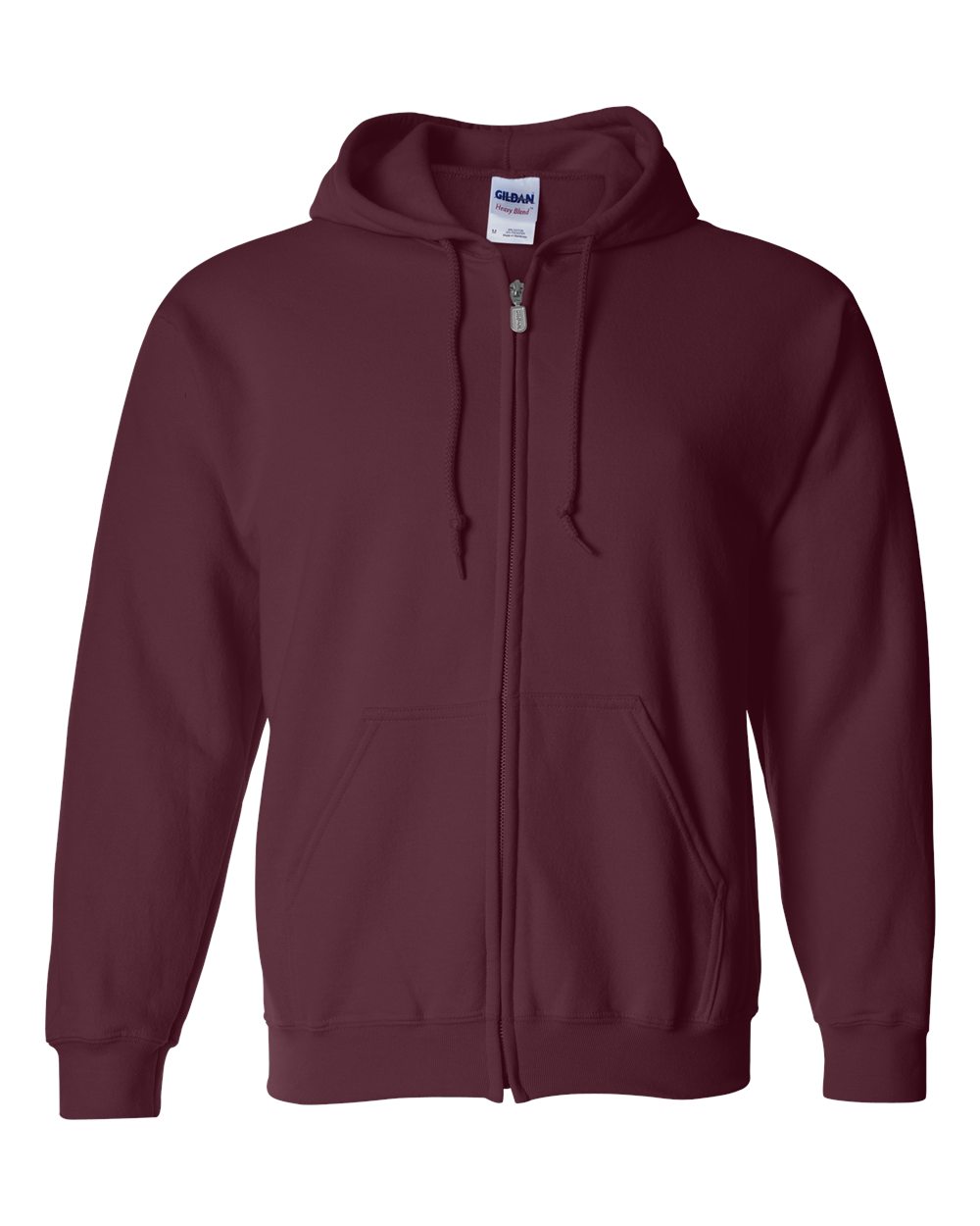 Unisex Full-Zip Hoodie in Maroon - flat front
