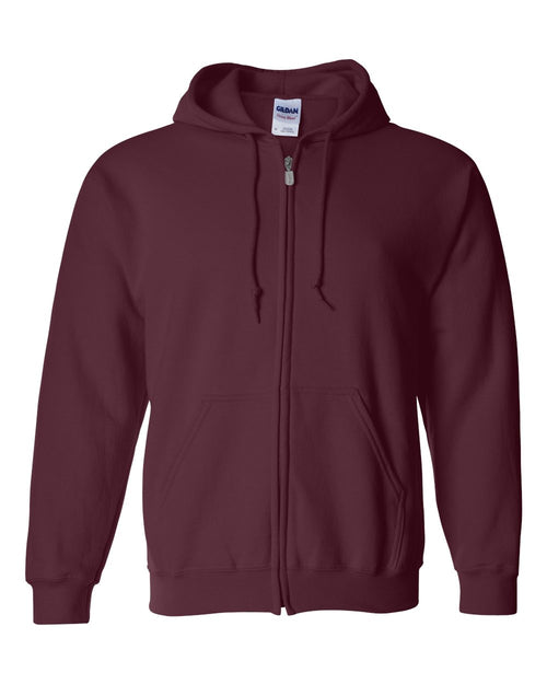 Unisex Full-Zip Hoodie in Maroon - flat front