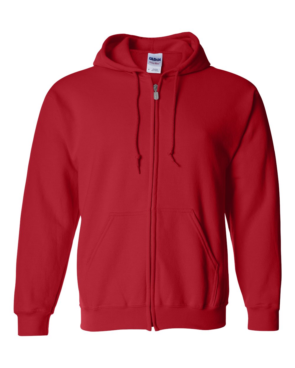 Unisex Full-Zip Hoodie in Red - flat front