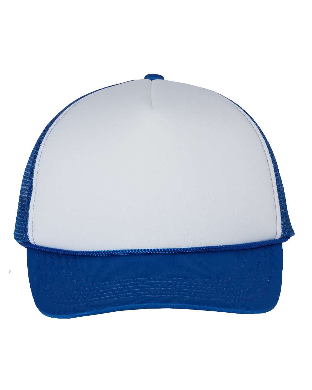 Foam Mesh-Back Trucker Cap in White/ Royal - flat front