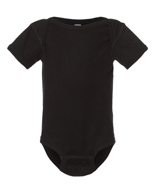 Infant Baby Rib Bodysuit in Black - flat front