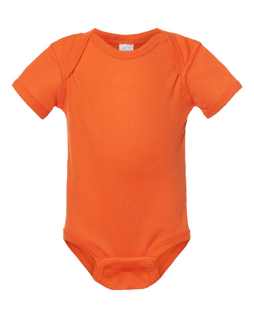 Infant Baby Rib Bodysuit in Orange - flat front
