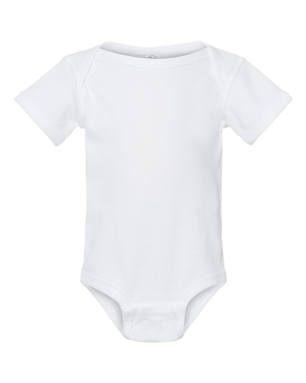 Infant Baby Rib Bodysuit in White - flat front