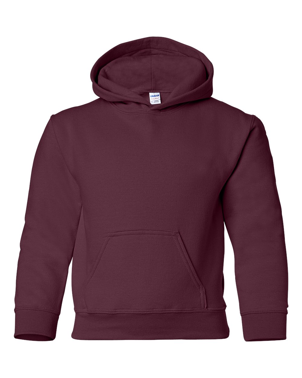 Youth Hoodie Heavy Blend Fleece in Maroon - flat front