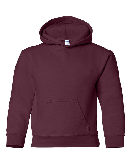 Youth Hoodie Heavy Blend Fleece in Maroon - flat front