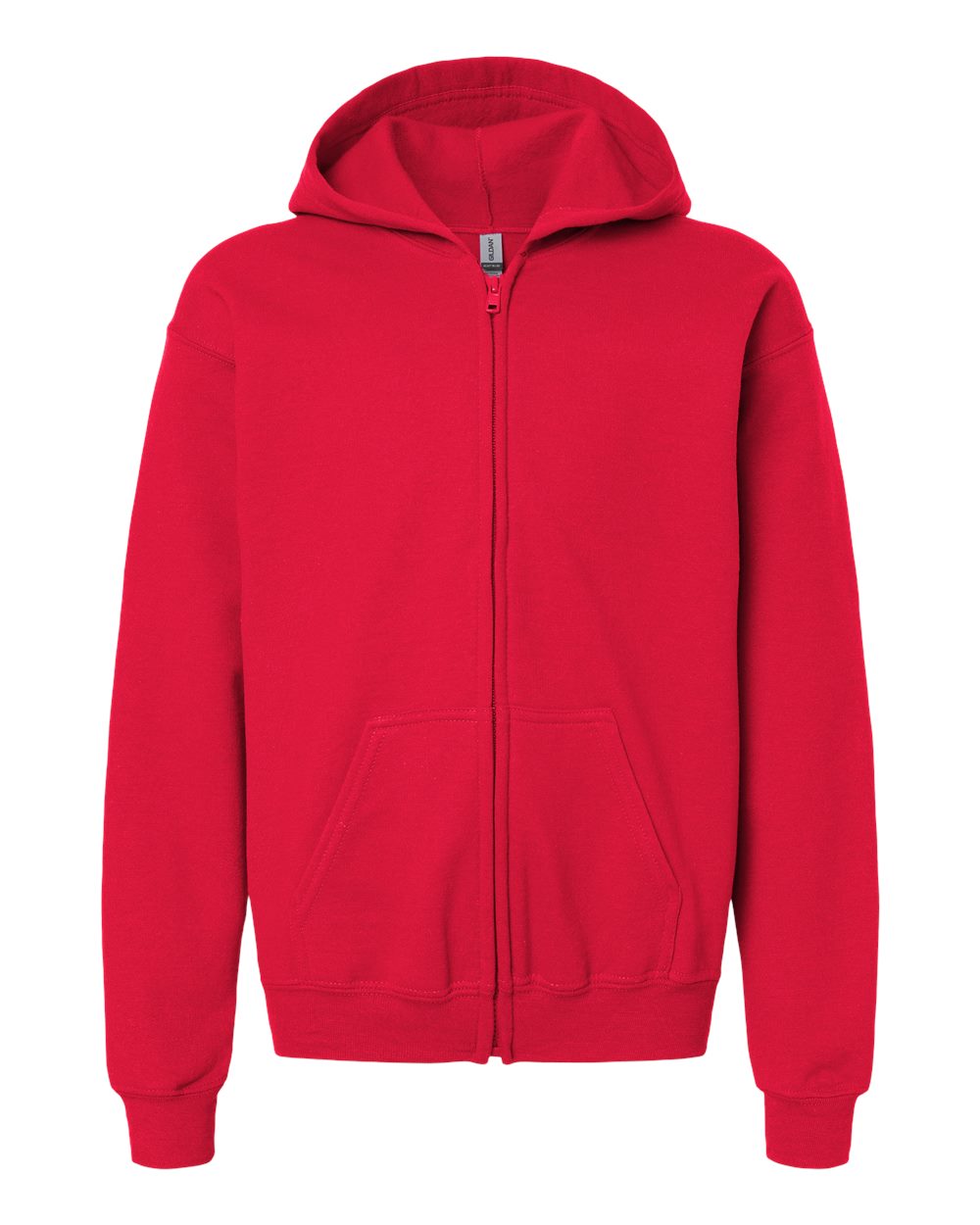 Youth Full-Zip Hoodie in Red - flat front