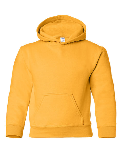 Youth Hoodie Heavy Blend Fleece in Gold - flat front