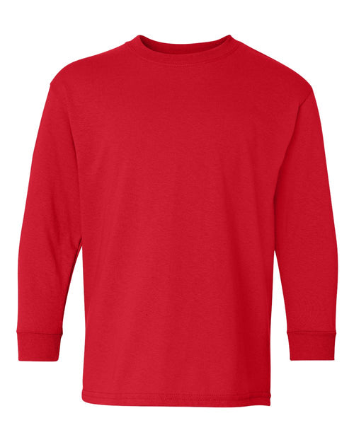 Youth Long Sleeve T-Shirt in Red - flat front
