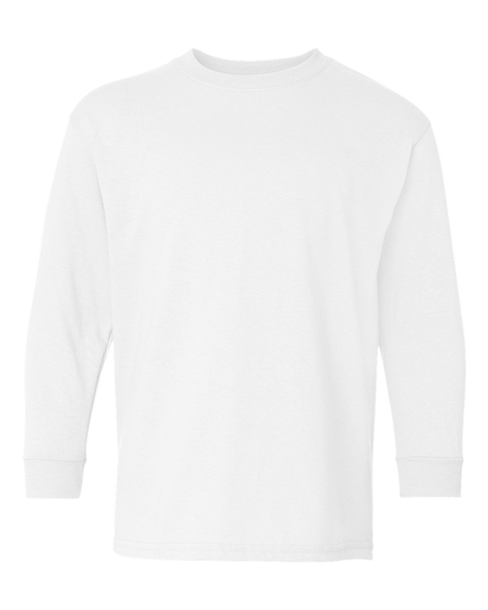 Youth Long Sleeve T-Shirt in White - flat front