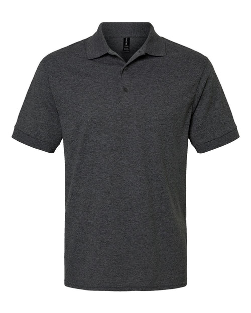 Unisex Pique Polo in Dark Heather - flat front