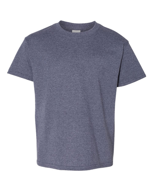 Youth T-Shirt in Heather Navy - flat front