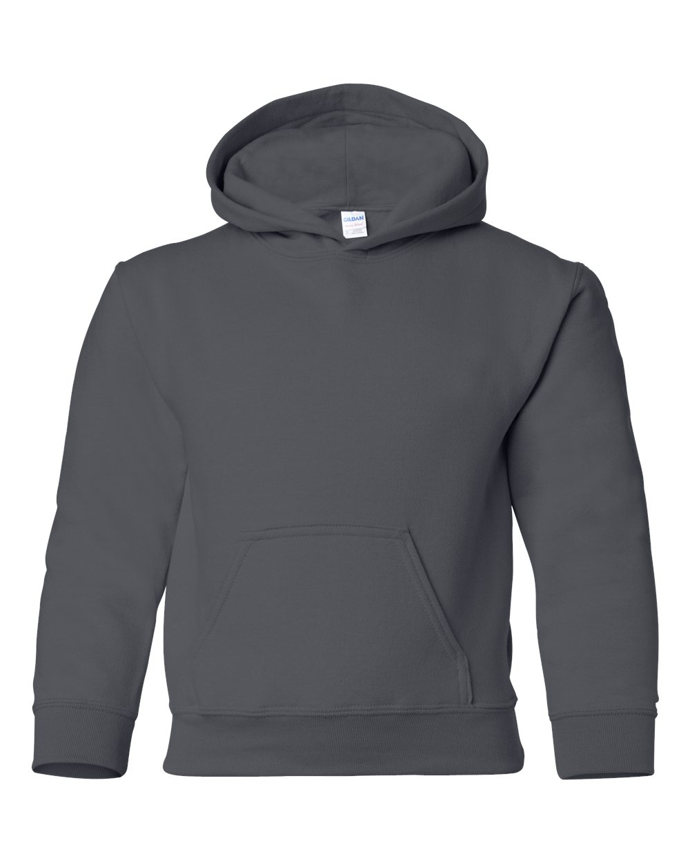 Youth Hoodie Heavy Blend Fleece in Charcoal - flat front