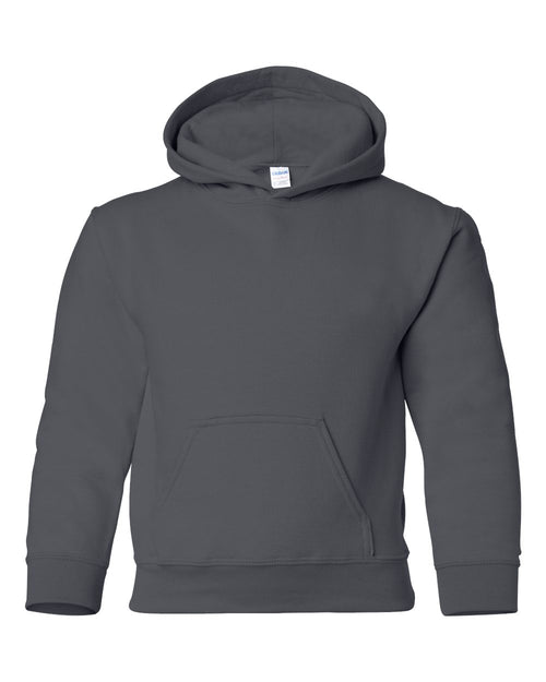 Youth Hoodie Heavy Blend Fleece in Charcoal - flat front