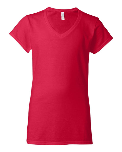 Women's Softstyle® V-Neck T-Shirt in Cherry Red - flat front