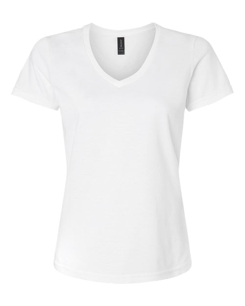 Women's Softstyle® V-Neck T-Shirt in White - flat front
