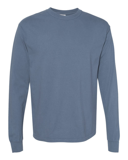 Unisex Long Sleeve T-Shirt in Blue Jean - flat front