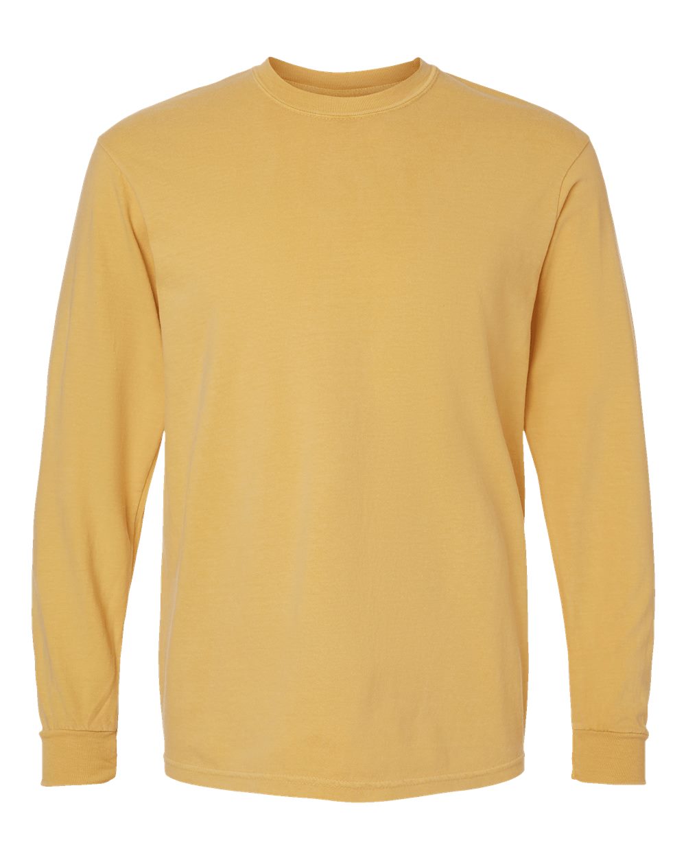 Unisex Long Sleeve T-Shirt in Mustard - flat front