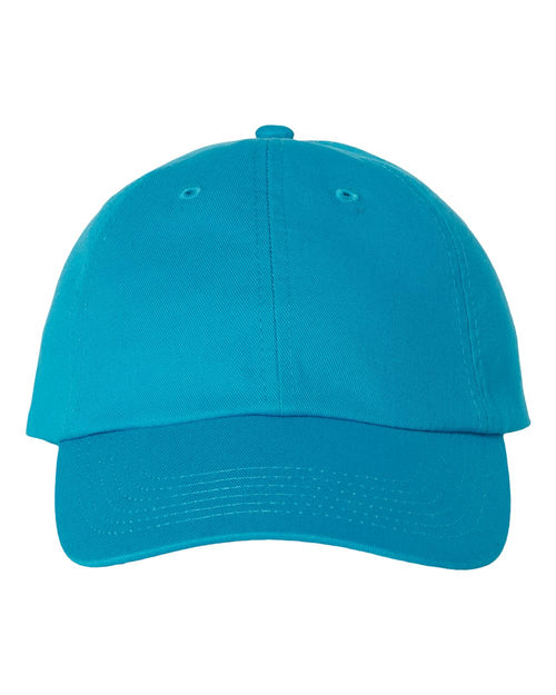 Bio-Washed Classic Dad Hat in Neon Blue - flat front