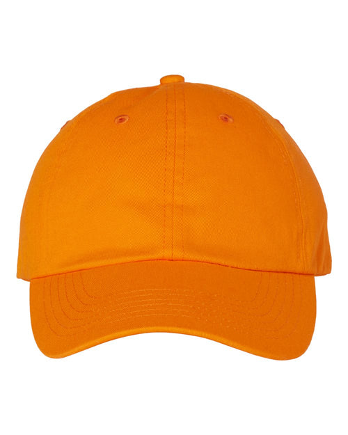 Bio-Washed Classic Dad Hat in Neon Orange - flat front