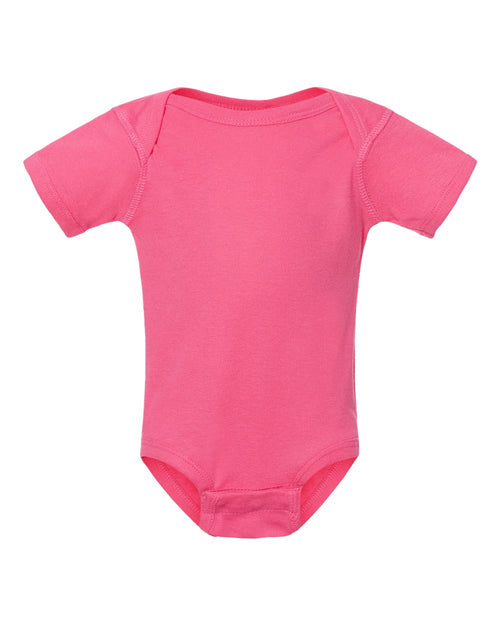Infant Baby Rib Bodysuit in Hot Pink - flat front
