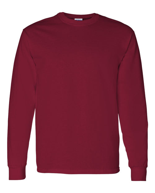 Unisex Long Sleeve T-Shirt in Cardinal Red - flat front