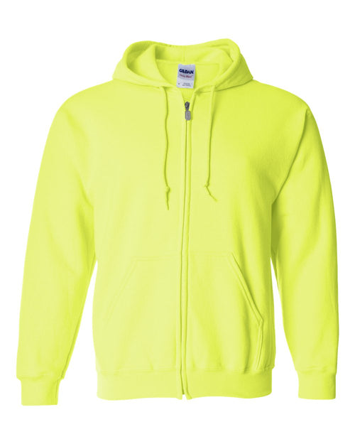 Unisex Full-Zip Hoodie in Safety Green - flat front