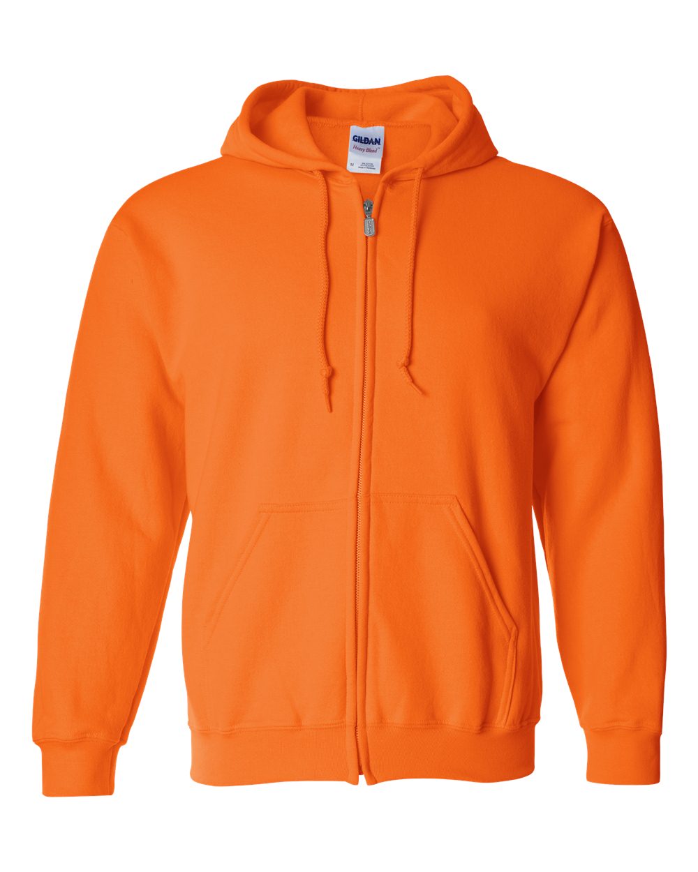 Unisex Full-Zip Hoodie in Safety Orange - flat front