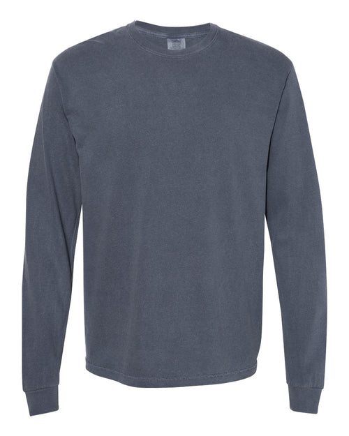 Unisex Long Sleeve T-Shirt in Denim - flat front