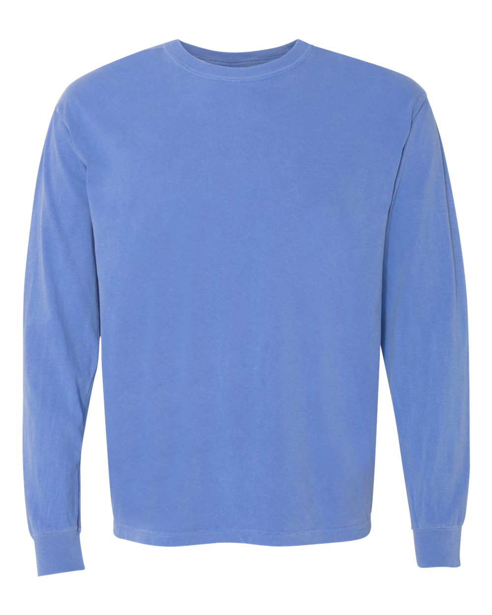 Unisex Long Sleeve T-Shirt in Flo Blue - flat front