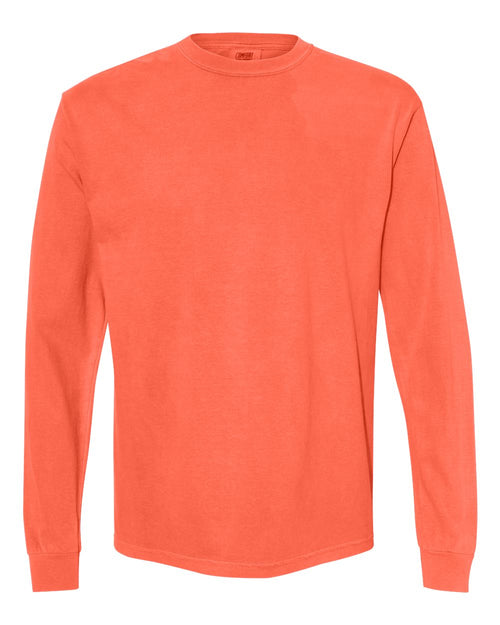 Unisex Long Sleeve T-Shirt in Neon Red Orange - flat front