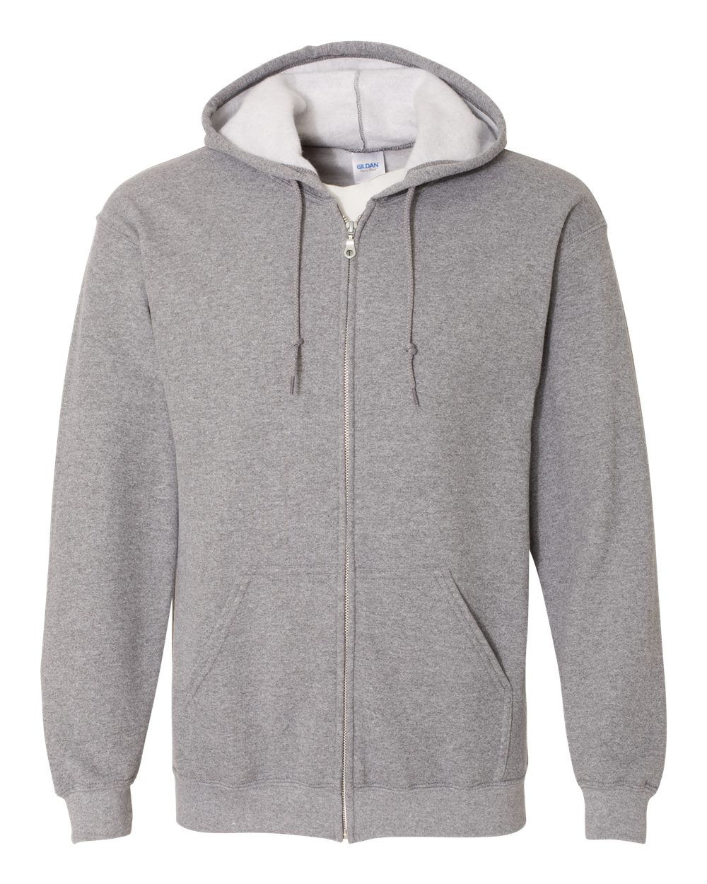 Unisex Full-Zip Hoodie in Graphite Heather - flat front
