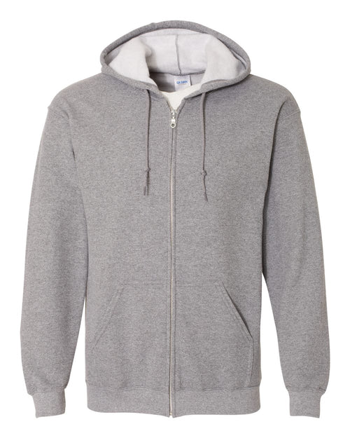 Unisex Full-Zip Hoodie in Graphite Heather - flat front