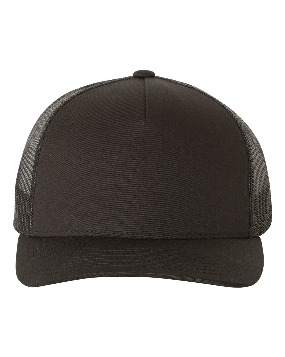 Five-Panel Retro Trucker Cap in Black - flat front