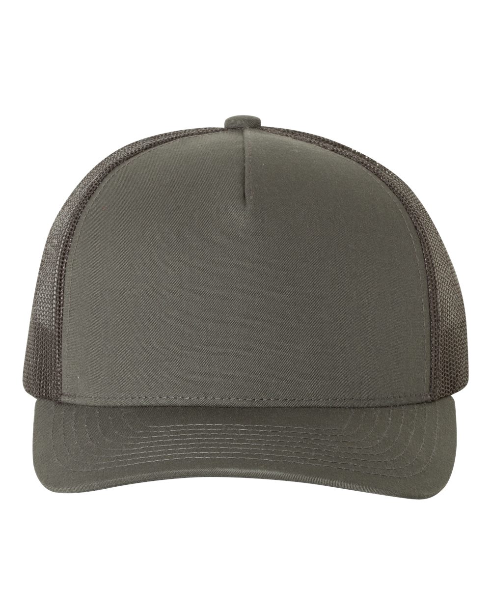 Five-Panel Retro Trucker Cap in Charcoal - flat front