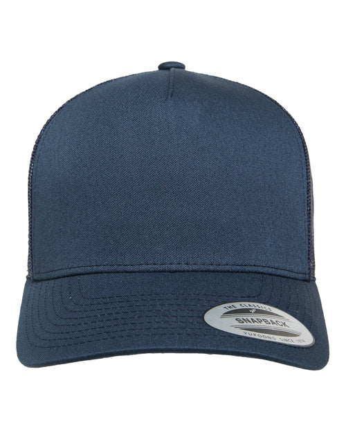 Five-Panel Retro Trucker Cap in Navy - flat front