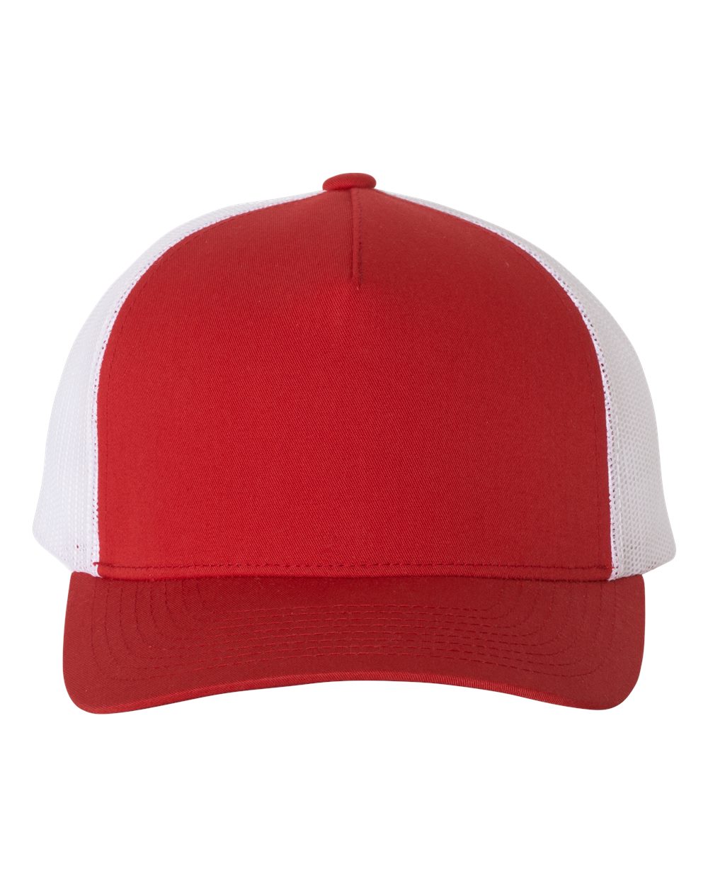 Five-Panel Retro Trucker Cap in Red/ White - flat front
