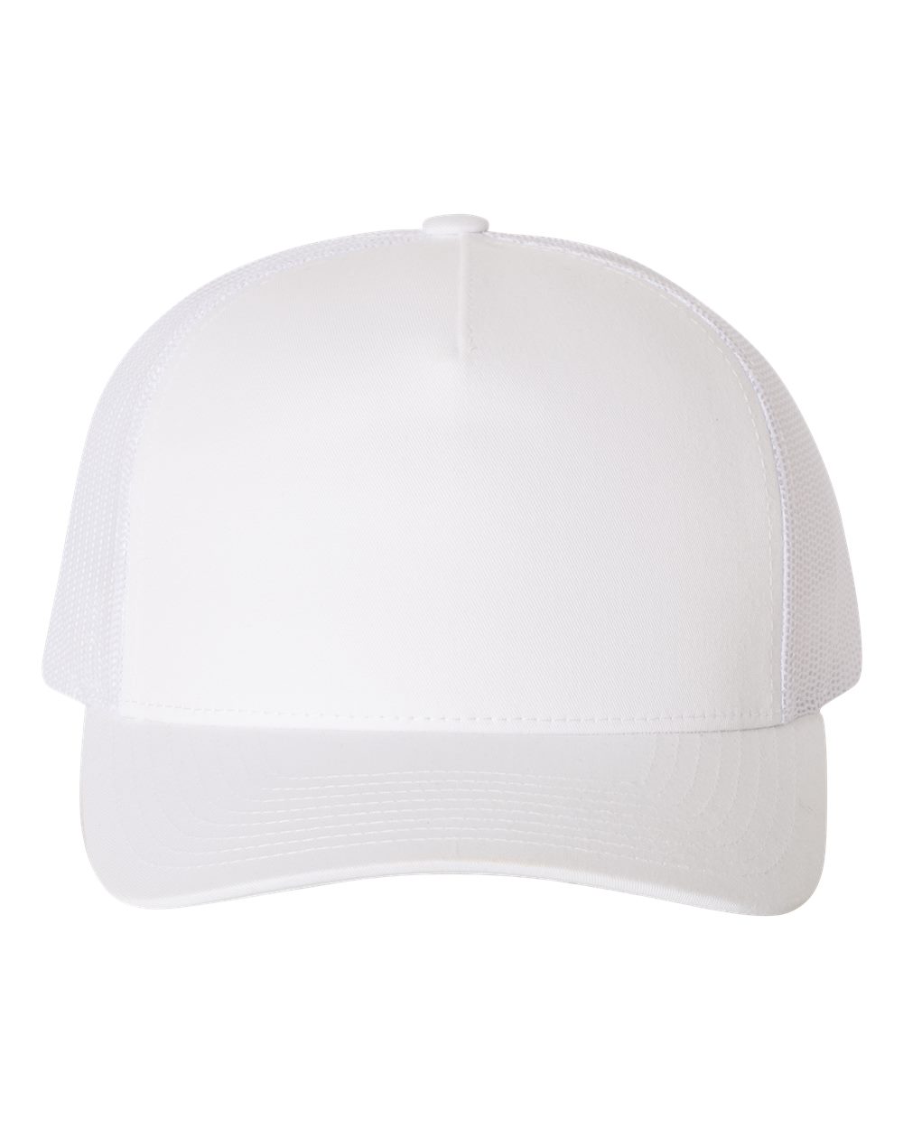 Five-Panel Retro Trucker Cap in White - flat front
