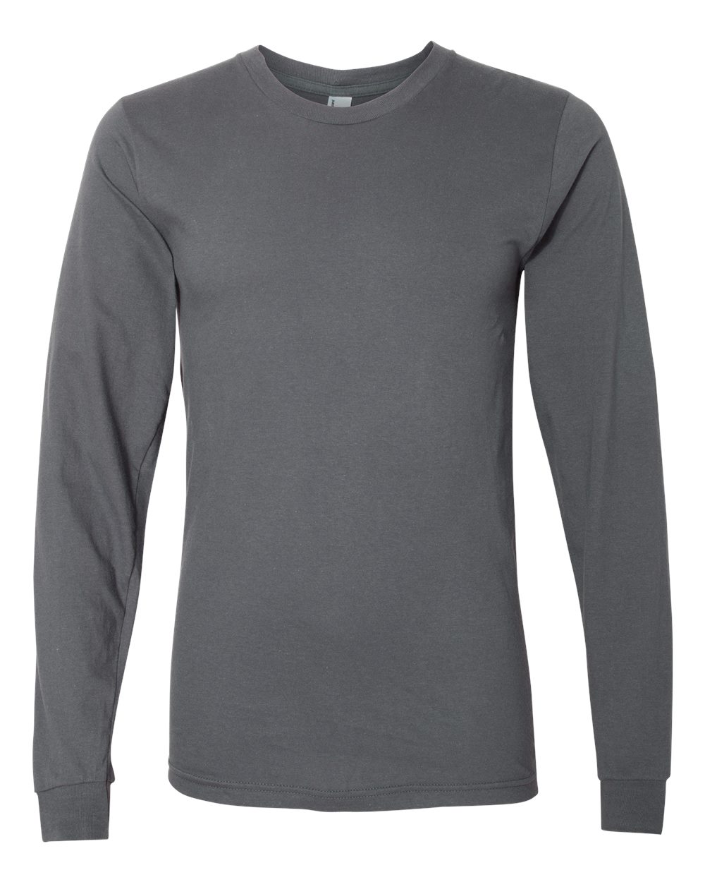 American Apparel Unisex Fine Jersey Long Sleeve Tee in Asphalt - flat front