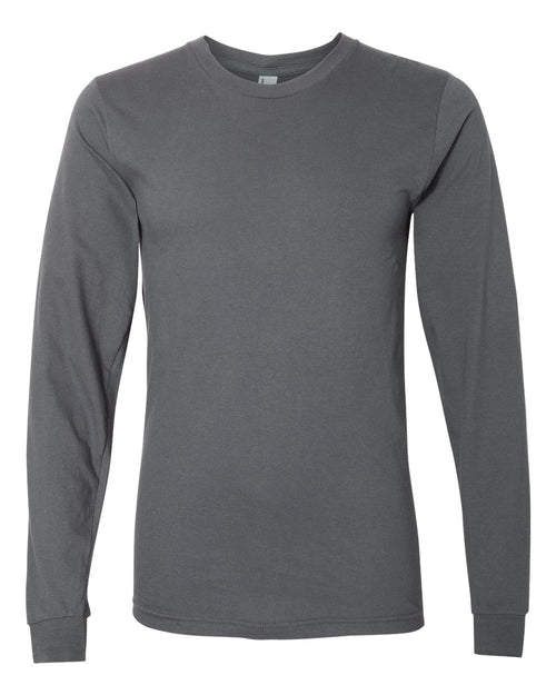 American Apparel Unisex Fine Jersey Long Sleeve Tee in Asphalt - flat front