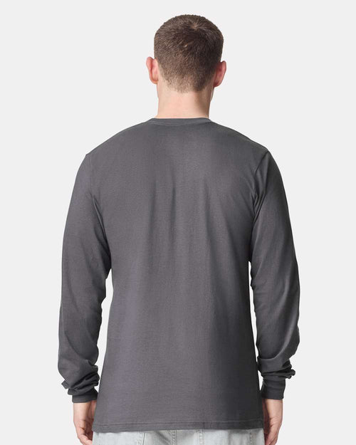 American Apparel Unisex Fine Jersey Long Sleeve Tee on model, back