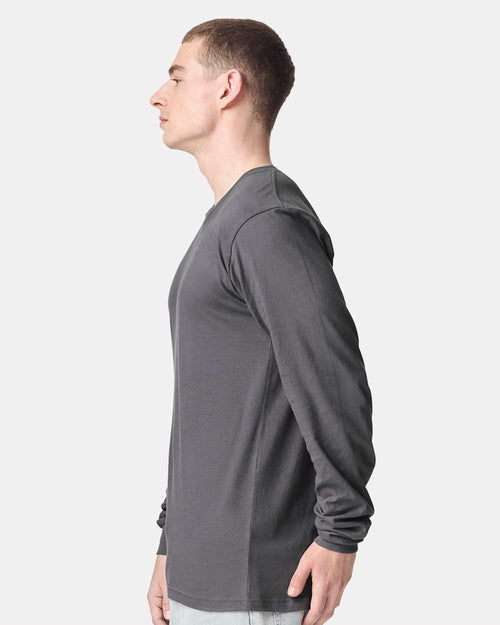 American Apparel Unisex Fine Jersey Long Sleeve Tee on model, side