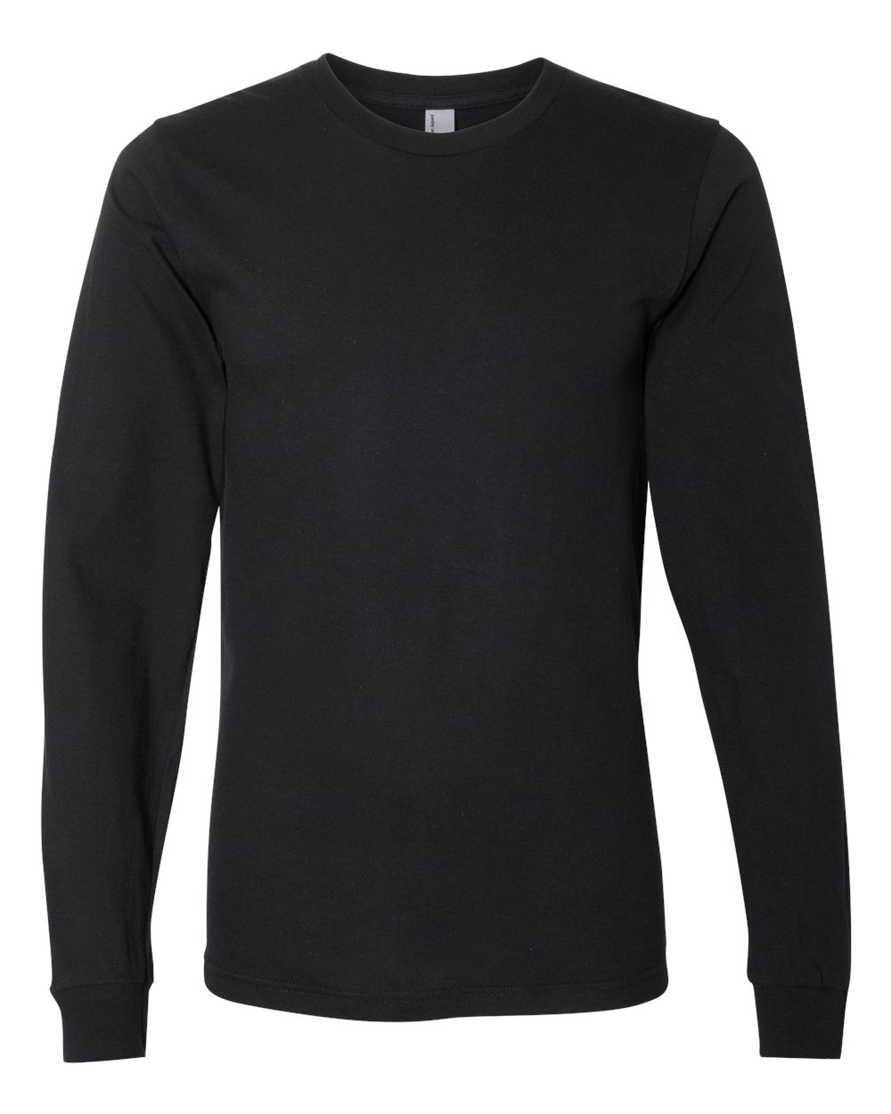 American Apparel Unisex Fine Jersey Long Sleeve Tee in Black - flat front