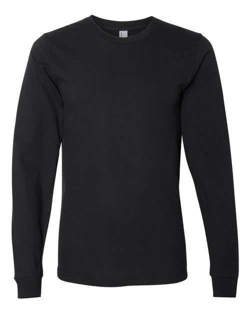 American Apparel Unisex Fine Jersey Long Sleeve Tee in Black - flat front