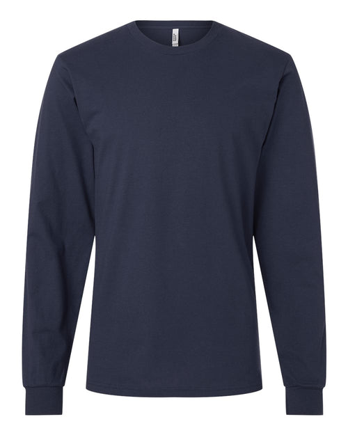 American Apparel Unisex Fine Jersey Long Sleeve Tee in Navy - flat front
