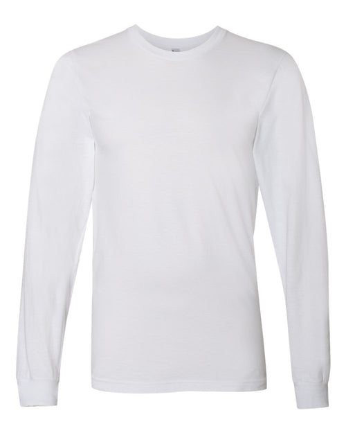 American Apparel Unisex Fine Jersey Long Sleeve Tee in White - flat front