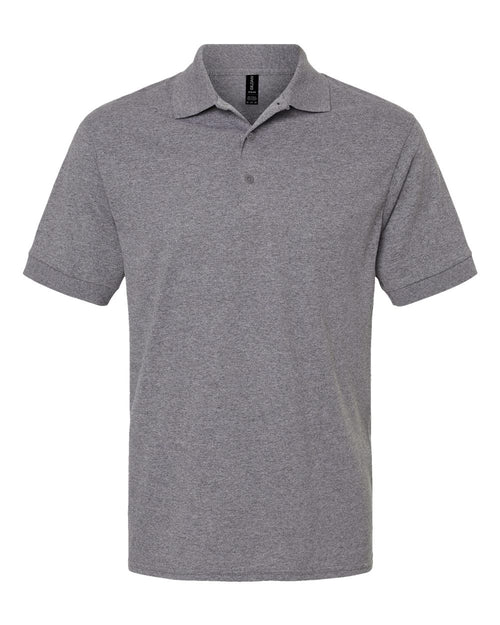 Unisex Pique Polo in Graphite Heather - flat front